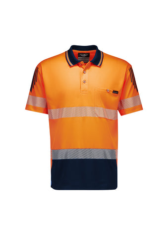 SYZMIK Mens Hi Vis Flux Segmented Tape Short Sleeve Polo (ZH555)