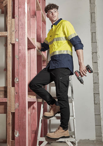 SYZMIK  Mens Rugged Cooling Hi Vis Segmented Tape Long Sleeve Shirt (ZW229)