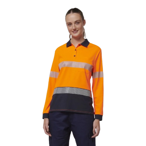 YAKKA Womens Long Sleeve Taped Polo (Y08604)