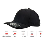 FLEXFIT 110 CURVED PEAK BLACK - REDZ WORKWEAR