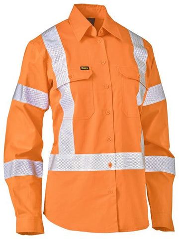 BISLEY BL6166XT Women's Taped X Back Lightweight Drill Shirt - REDZ Workwear