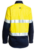 BISLEY BL6896 WOMENS 3M TAPED TWO TONE HI VIS COOL LIGHTWEIGHT L/S SHIRT - YELLOW