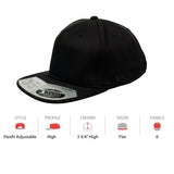 FLEXFIT 110 FLAT PEAK SNAPBACK BLACK - REDZ WORKWEAR