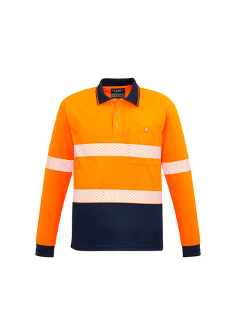 SYZMIK ZH530 UNISEX HI VIS SEGMENTED L/S POLO - HOOP TAPED